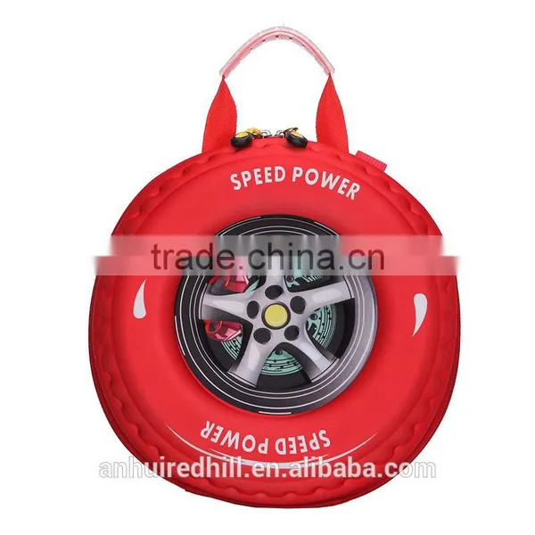 R1879H Children's Backpack 3D Car Cartoon Racing Car Tire Bag Kindergarten Backpack photo-3