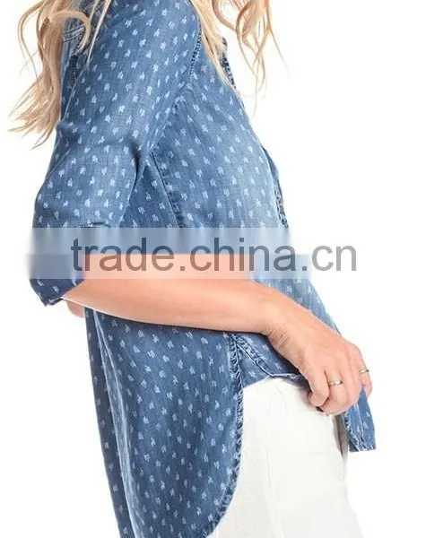2015 Wholesale Girl Printed Shirt OEM Service Slim Fit New Fashion Famous Brand Latest Design photo-2