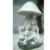 Outdoor Epoxy Resin Crafts Girl With Flower Garland Under Mushroom