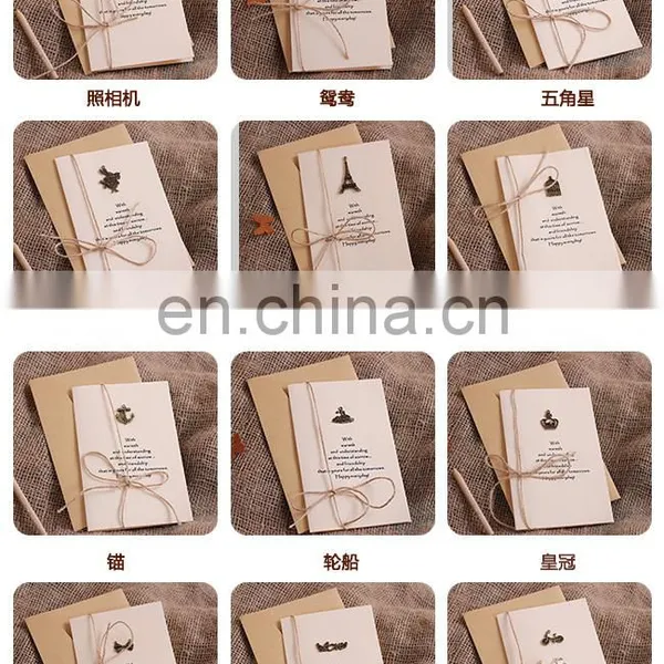 New Arrive Handmade Paper Greeting Cards Designs Metal Charm Creative Greeting Card photo-6