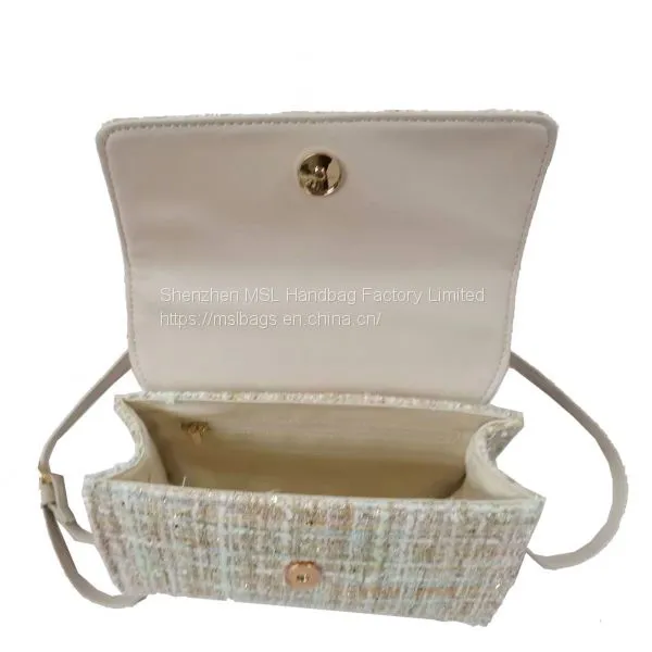 Elegant Women Top Handle Multicolor Tweed Mini Small Cross Body Women Bag With Flap photo-5