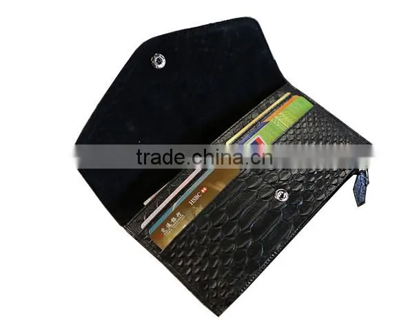 Luxury Genuine Snake Skin Leather Cow Leather Ladies Bifold Clutch Wallet Cheque Book Holder Wallet photo-3