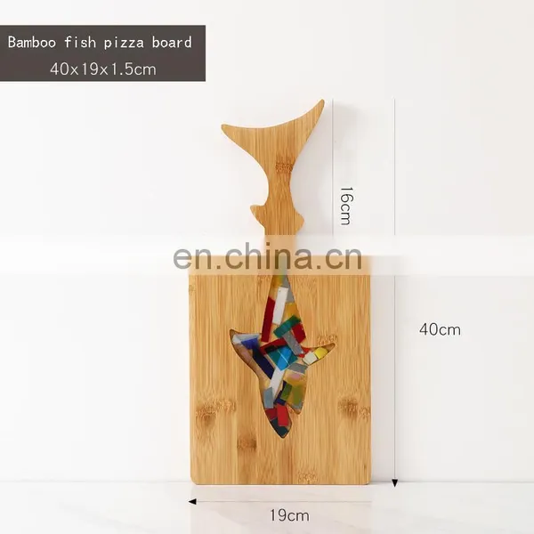 Natural Bamboo Pizza Cutting Board With Handle Bamboo Fruit Bread Pizza Steak Serving Platter Cheese Tray photo-5