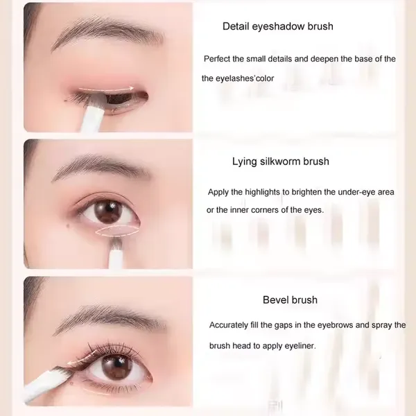 10 Pcs Cosmetic Brush Pu Leather Package Under-eye Eyeliner Smudging Brush Soft Hair Detailing Eyeshadow Brush Set photo-2