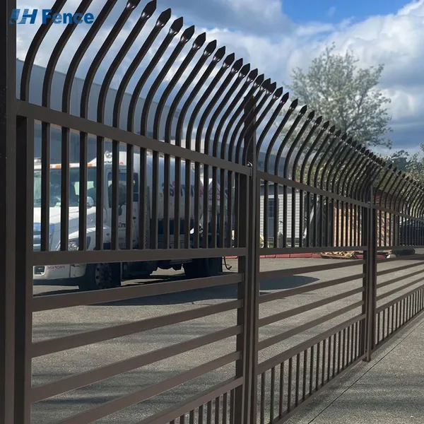 High Quality Outdoor Steel Picket Fence Panel Curved Top Steel Fence photo-6