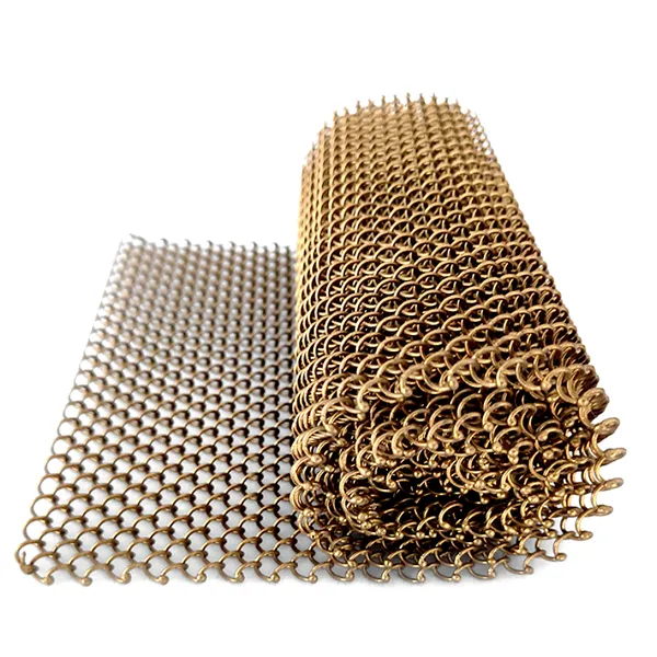 High Quality Color Soft Woven Decorative Metal Chain Link Mesh Metal Coil Drapery Mesh Curtain for Wall Decoration photo-3