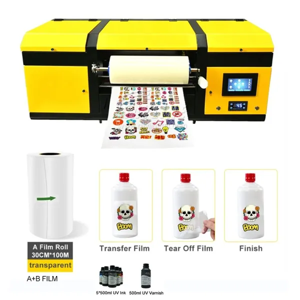 Two in One UV DTF Printer Print on AB Film Sticker Making Machine for Metal Wood Glass A3 Dual Epson I608 UV DTF Printer photo-5