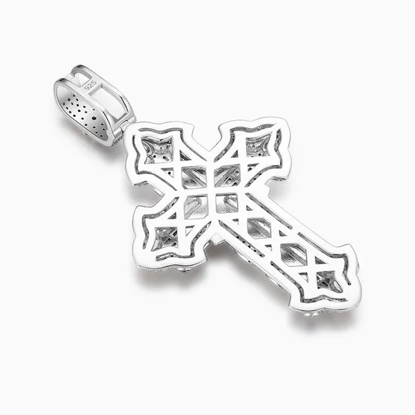 Shining Star Jewelry Bling 925 Silver Diamond Jesus Cross Gothic Charms Pendant photo-2