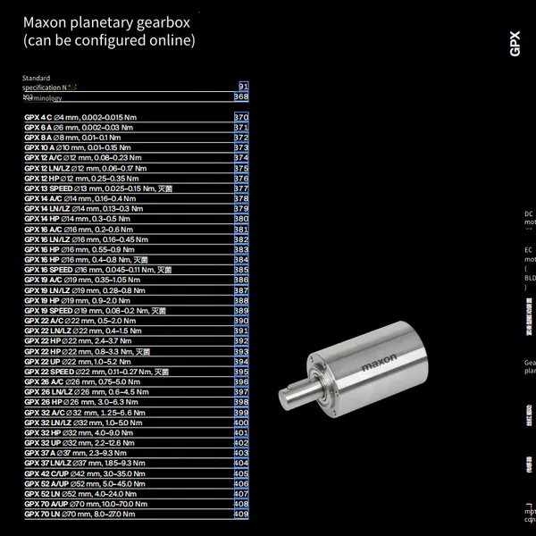 Maxon Planetary Gearbox gp 22 Hp. Inquiries for All Models Are Welcome. Motors Imported Directly From the Swiss Original Factory. photo-5