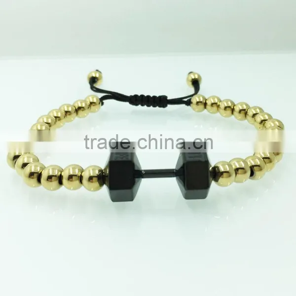Custom High Quality Stainless Steel Jewelry Handmade Man Dumbbell Bracelet photo-3