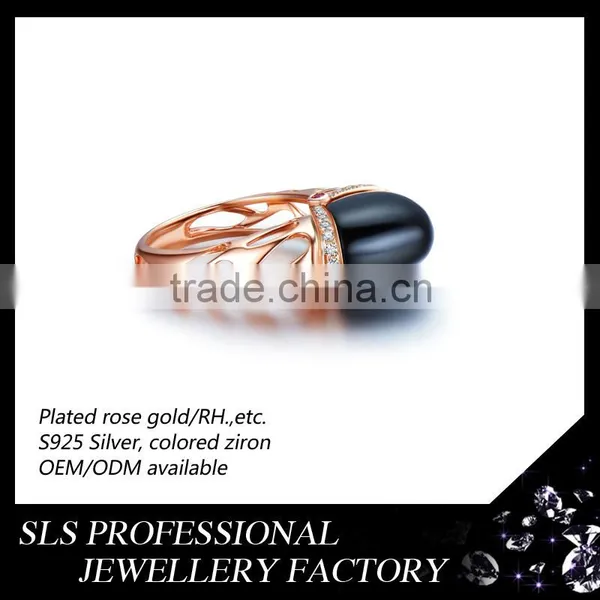 2015 Fashion Perfect Design 925 Stering Silver Rose Gold Plated Black Zirconia Micro Pave Luxury Jewelry Set for Women photo-5