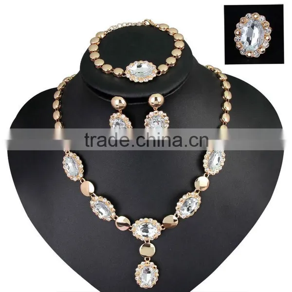 European And American Fashion Green Color Crystal Alloy Rhinestone Jewelry Set photo-6