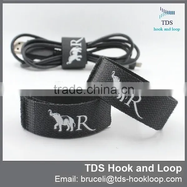 Company Logo Printed Hook and Loop Cable Ties photo-2