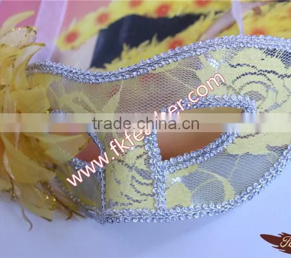 Party Supplies Birthday Yellow Plastic Halloween Mask With Artificial Flower photo-3
