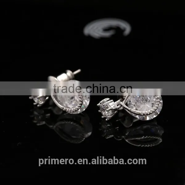 18K White Gold Filled Hot Cubic Zircon Women Earrings Dangler Bali Jewelry photo-2