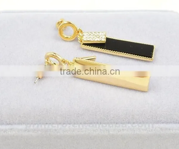 Rolled 18K Gold Plated Enamel Geometric Metal Women Fashion Long Earring photo-6