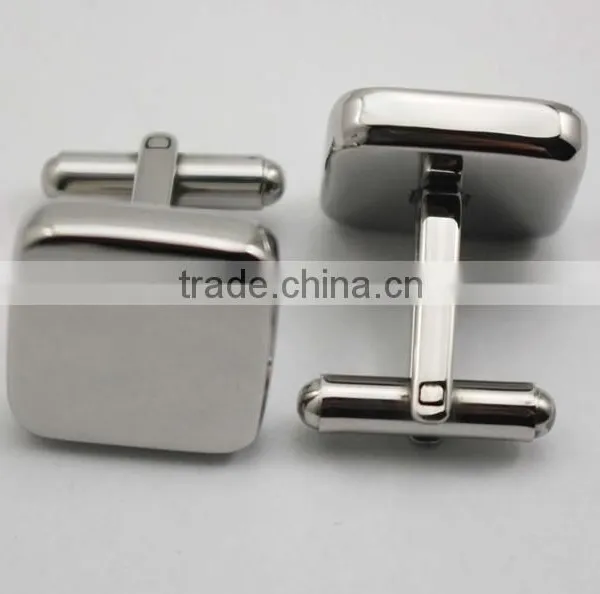 Silver Metal Thick Cufflinks Blanks Custom Square Cufflinks Engravable photo-6