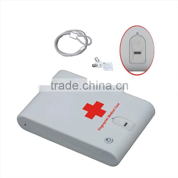 Wholesale- MS100-White Fingerprint Biometric Medicine Security Storage Steel Safety Box