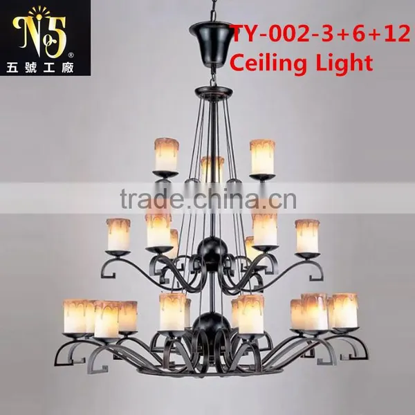 2016 Hot Sale Flower Patterned Glass Chandelier Iron Light for Dining Room for Home or Coffee House photo-6