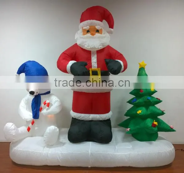 DJ-XT-51 Inflatable Santa Claus and Polar Bear Stay in Snowfield Protect Christmas Tree Garden Decoration photo-4