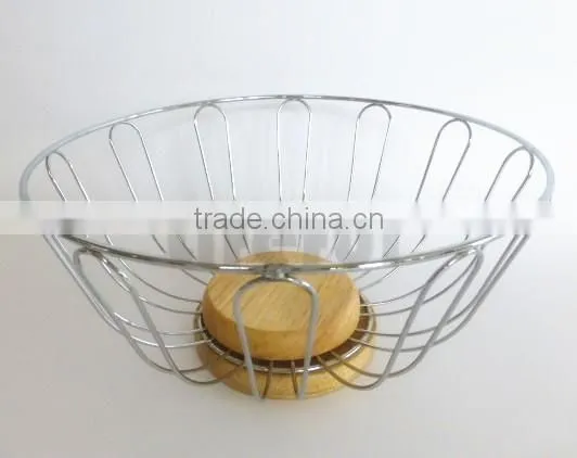 Fruit Bowl for Kitchen Countertops - Bamboo Base