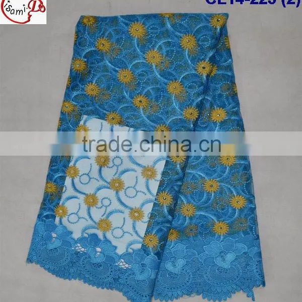 CL14-225 2016 Latest Fashion Lace Design French Lace Fabric, African Net Tulle Lace Fabric Wholesale photo-3