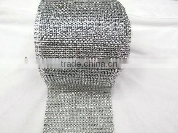 Silver Plastic Rhinestone Mesh Trimming Without Stone