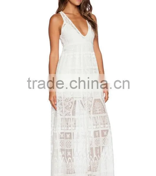 2016 New Design Ladies' White Lace Dress, Good Time Usa Dress in Lace Fabric Latest Lace Dress Designs Photos photo-2