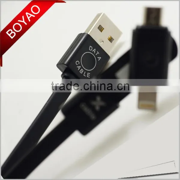2016 Fashion Design 360 Degree Rotating 2 in 1 USB Cable, 2 in 1 USB Data Cable With 2 Connectors for Samsung for Iphone photo-2