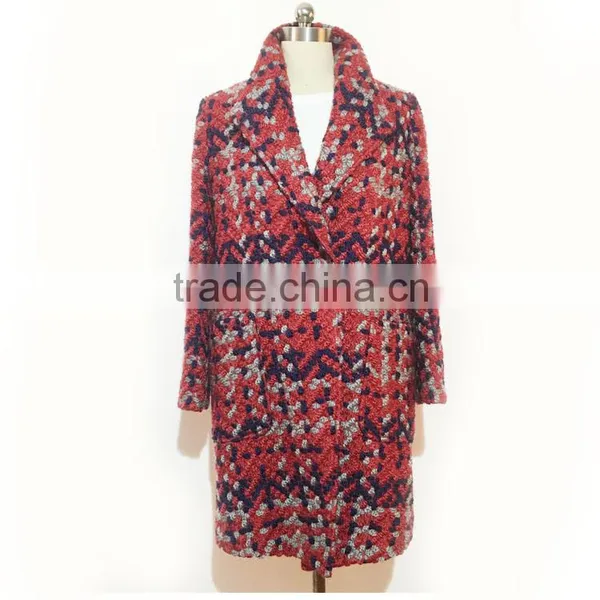 2016AW Woolen Garment Customized Woman's Fashion Long Coats Grid Overcoat