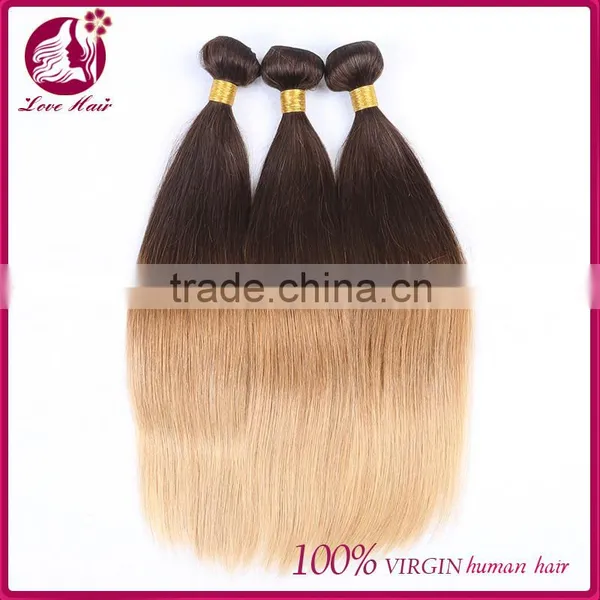 2016 Hot Selling !Two Tone Thick Bottom Factory Whoesale Wet And Wavy Ombre Colored Indian Human Hair Weave photo-6