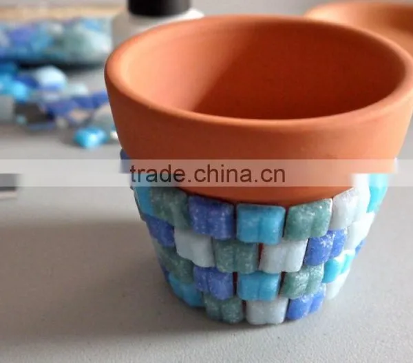 DIY Fun Flower Pot with Different Glass Mosaics