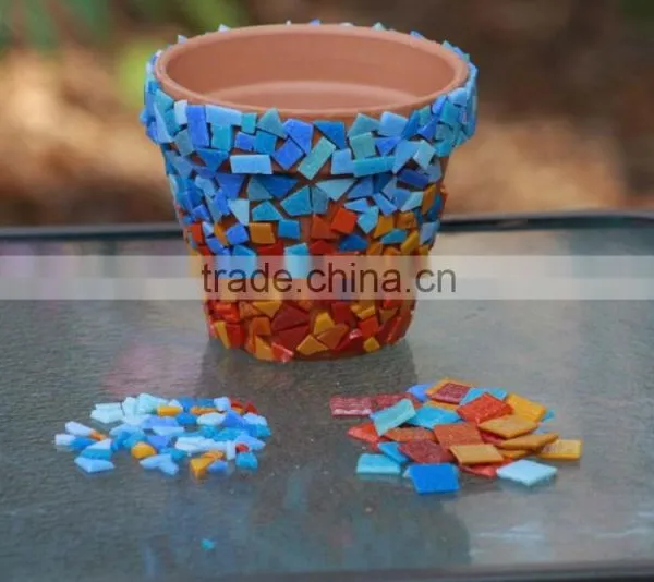 DIY Fun Flower Pot With Different Glass Mosaics photo-2
