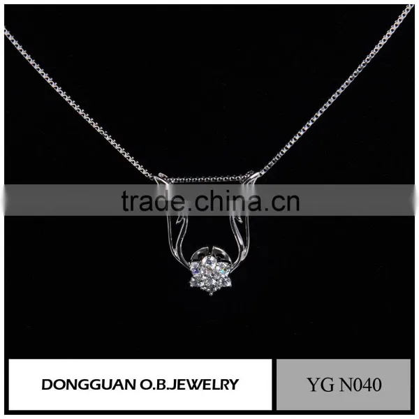Wholesale Fashion Necklace Jewelry 925 Sterling Silver Crystal Flowers Necklace photo-4
