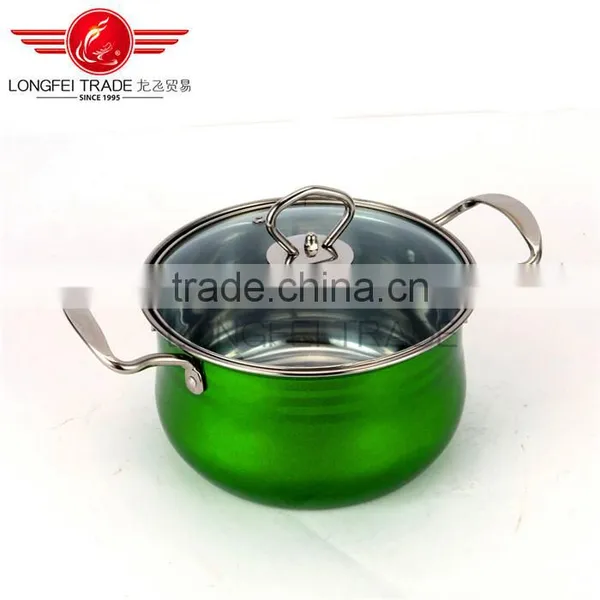 Hot Selling 5pcs Colorized Drum-shaped Stainless Steel Soup Pot Kitchen Cookware With Decal photo-3