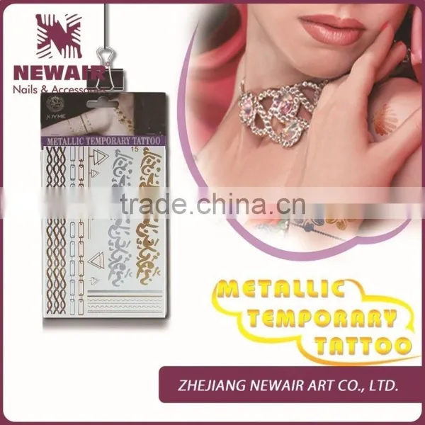 2016 Artificial Girl for Sex Gold Silver Metallic Water Transfer Printing Temporary Tattoo Sticker photo-2