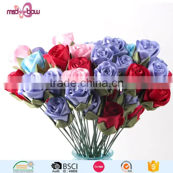Handmade Satin Ribbon Wedding Bouquet Flowers photo-2