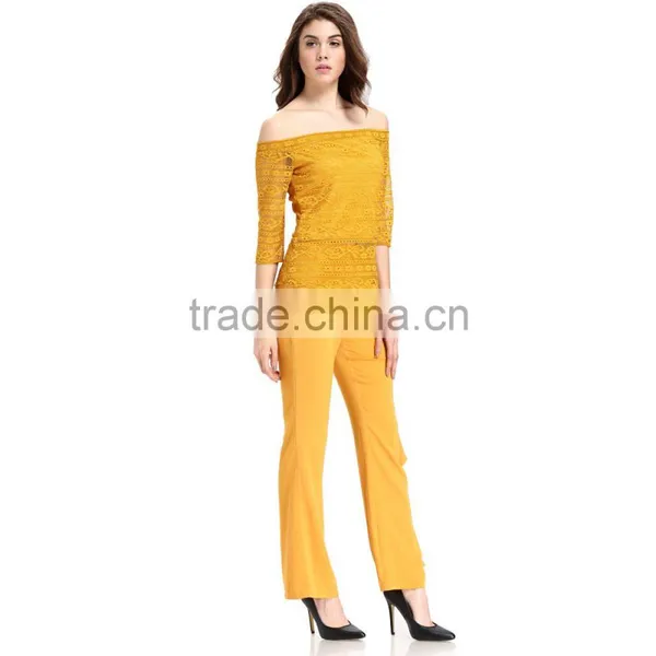 Domin Latest Fashion Lace Fabric off Shoulder Top photo-4