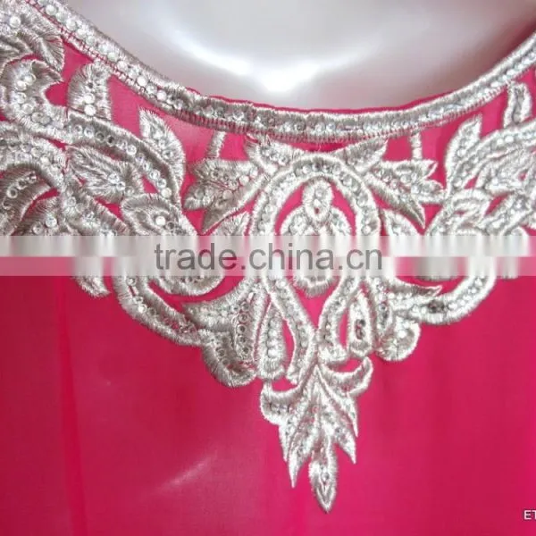 PINK EMBROIDERED Georgette CAFTAN Kaftan Tunic Poncho Zip Cover up photo-5