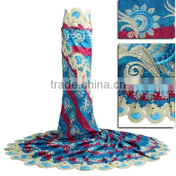 Bestway Wholesale African Embroidered Wax Printed Fabrics With Guipure photo-2