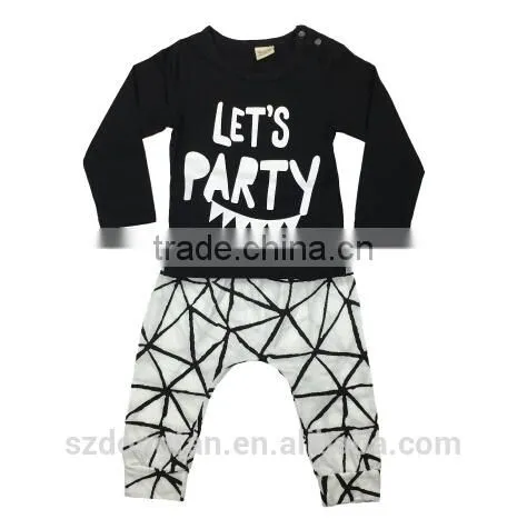 2016 New Baby Boy Clothes Set Fashion Cotton Long-sleeved Party Letter T-shirt+pants 2pcs s Newborn Baby Girl Clothing Set photo-2