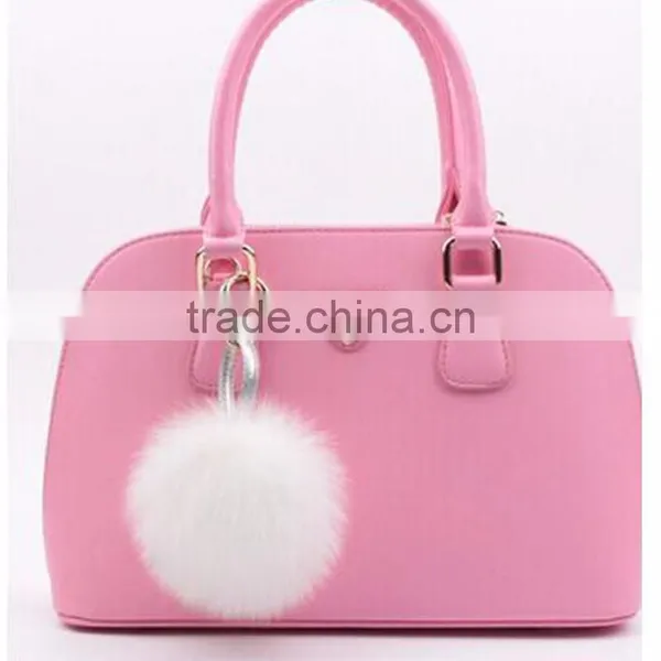 Myfur Cute Baby Pink Color Custom Real Fox Fur Balls Key Ring photo-6