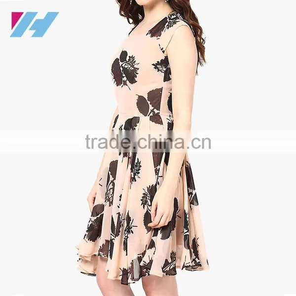 New Fashion Ladies Clothes Sleeveless Pleated Elegant Midi Skater Dress photo-2