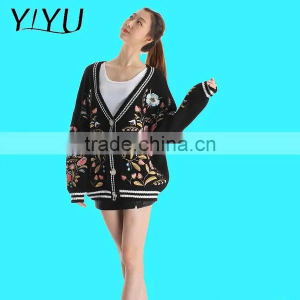 Casual Loose Flower Embroidery Knit School Uniform Cardigans for Students photo-3