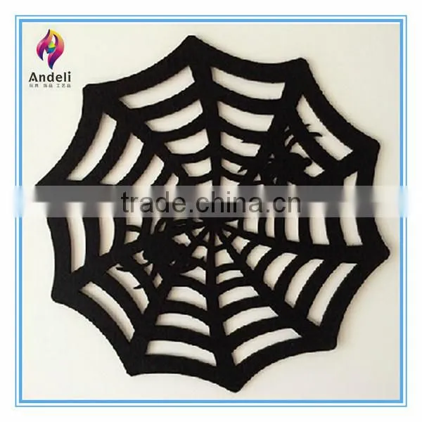 Halloween Placemats Felt Purple Witch Orange Jack O Lantern Black Spider Web NEW photo-2