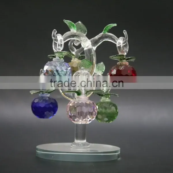 High Quality Faceted Crystal Apple Tree With Metal Leaf Crafts photo-2