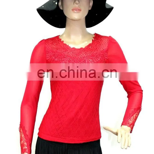 Autumn Wear Lace Long Sleeve O-neck Transparent Slim Shirt for Party&club Girl photo-2
