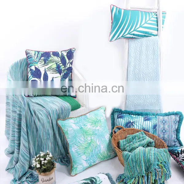 Custom Wholesale Outdoor Digital Printed Fancy Tropical Greenery Jungle Leaf Print Cushion Covers Decorative photo-3