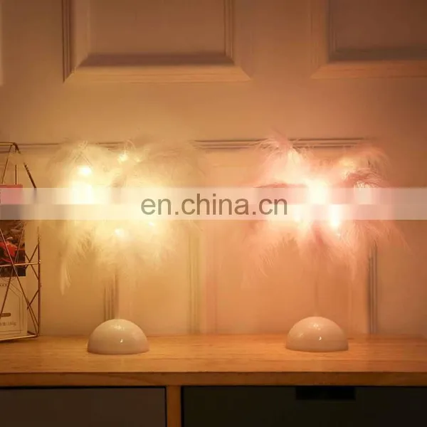 DDP Shipping LED Wholesale Nordic Modern Design Ostrich Feather Table Lamp Battery Operated for Decoration photo-3
