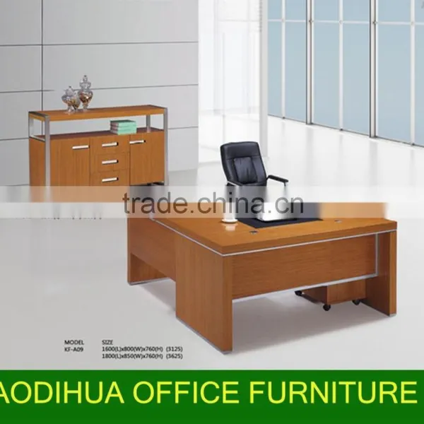 2015# Wooden Computer Desk Office Desk Light Color Veneer With Side Table KF-A09